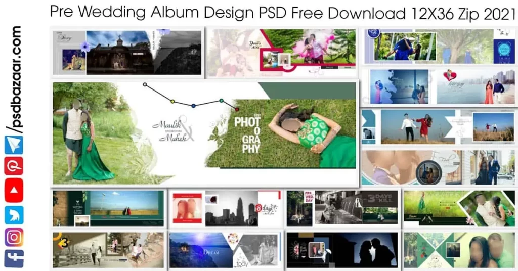 Pre Wedding Album Design PSD Free Download 12X36 Zip 2021
