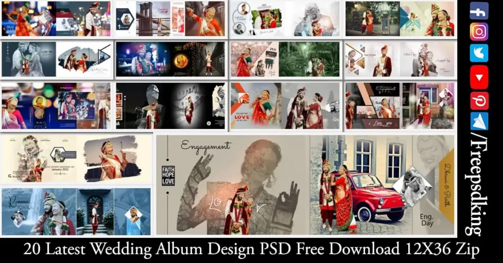  Wedding Album Design PSD Free Download 12X36 Zip