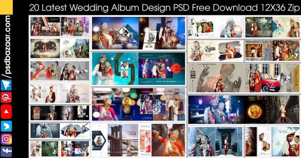  Wedding Album Design PSD Free Download 12X36 Zip