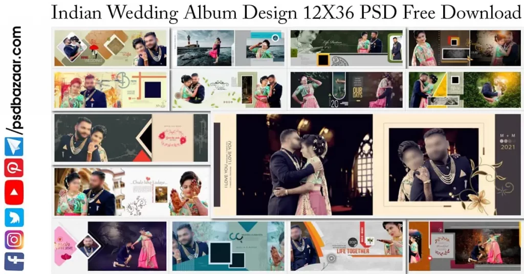 Indian Wedding Album Design 12X36 PSD Free Download