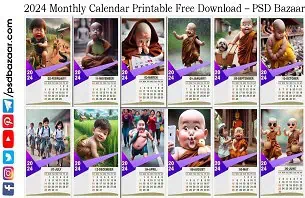 2024 Monthly Calendar Printable