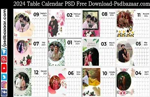 2024 Table Calendar PSD Free Download